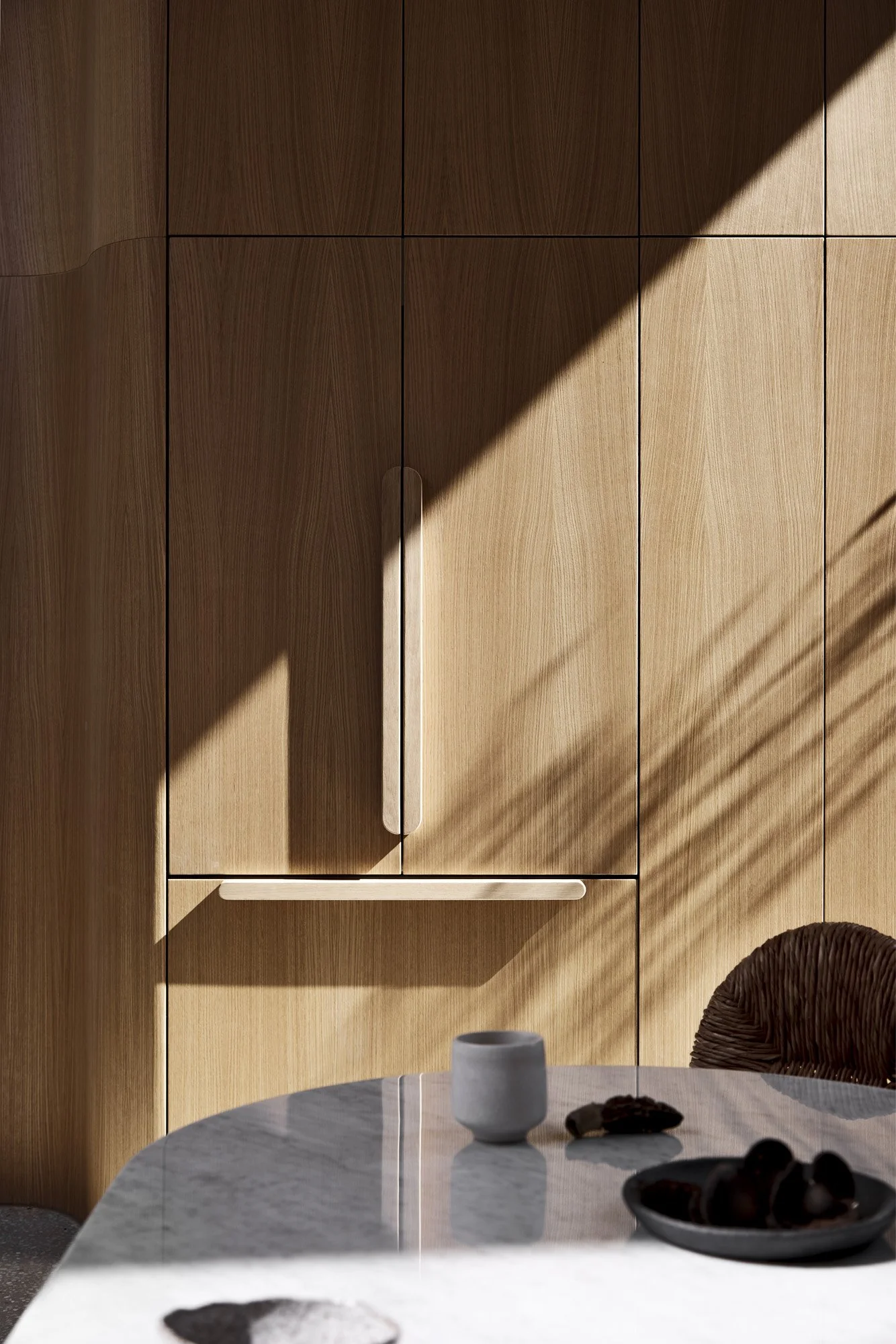 Floor to ceiling timber wardrobe joinery